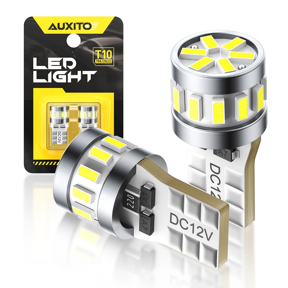 

AUXITO 2Pcs T10 W5W LED Bulb Mini Size 6500K White 168 194 2825 Car LED Interior Lamp Door Trunk Map Lights 3014SMD Super Bright