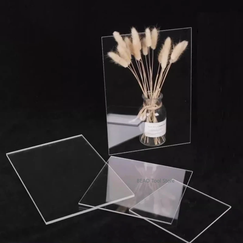 Transparansi Tinggi Lembaran Akrilik Buatan Tangan DIY Bahan Kaca Organik Papan Kotak Display Plexiglas Bening Tebal 1Mm ~ 15Mm