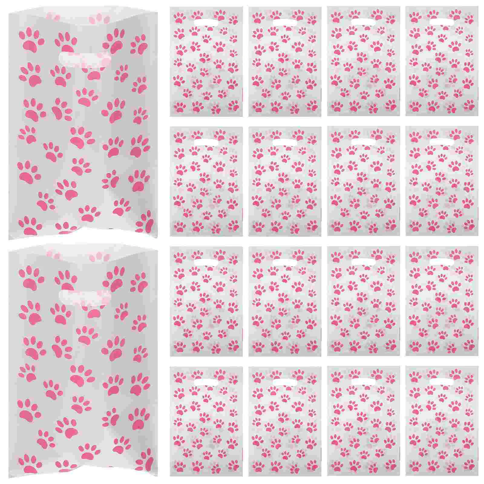 

50 Pcs Wrapping Paper Dog Paw Cookie Bag Pouch Opp Mothers Day Gift Bags with Handles