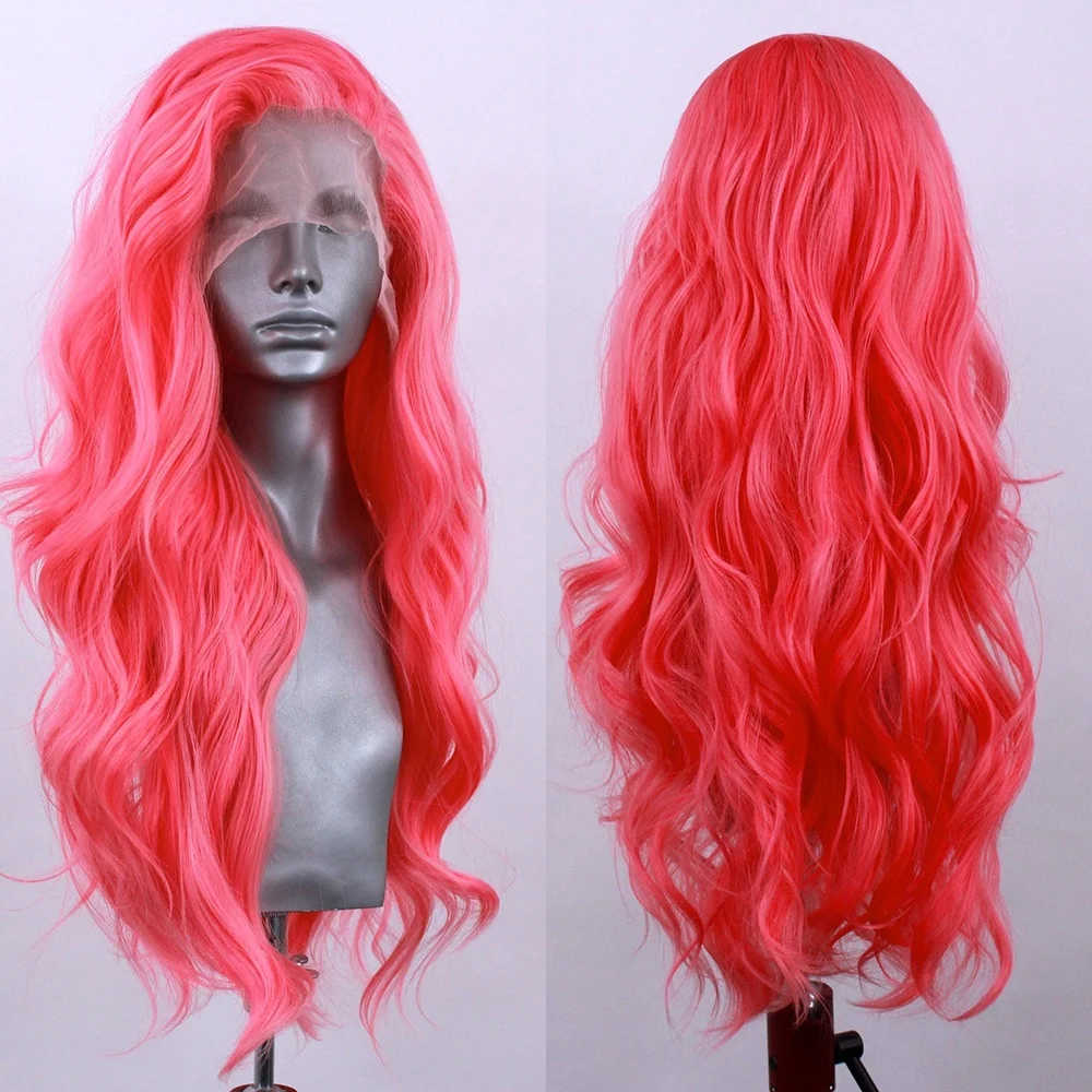 

13x4 Hot Pink Lace Front Body Wave Wigs for Women 200 Density Glueless Wig with Natural Hairline Colored Pre Plucked 28 30 Inch