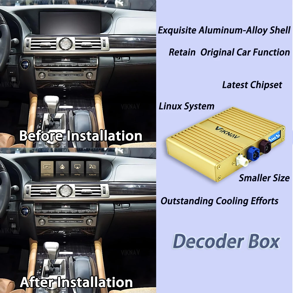 VIKNAV Linux Decoder Box  For 12.3 Inch Full Screen Lexus LS 2016 2017 GPS Navigation Linux Interface Multimedia Player