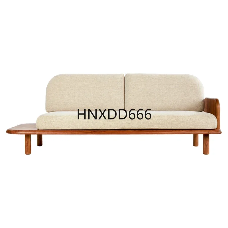 

small apartment fabric black walnut living room three people Wabi- sofa log wind furniture solid wood