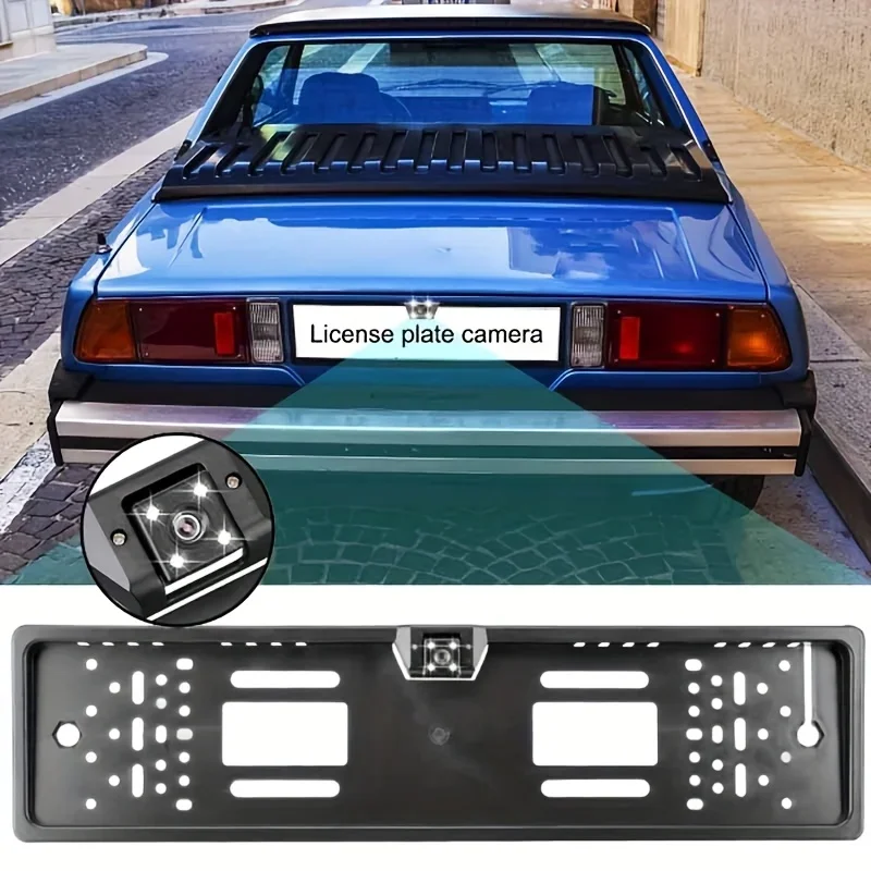 EU License Plate Frame Number Camera Rear View Backup Camera Night Vision for Parking and Reversing Fit European and UK Vehicles