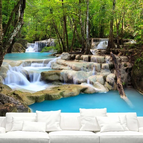 Piante forestali streaming acqua che scorre bella natura paesaggio arazzo decorazioni per la casa estetica camera da letto soggiorno Decor tapiz