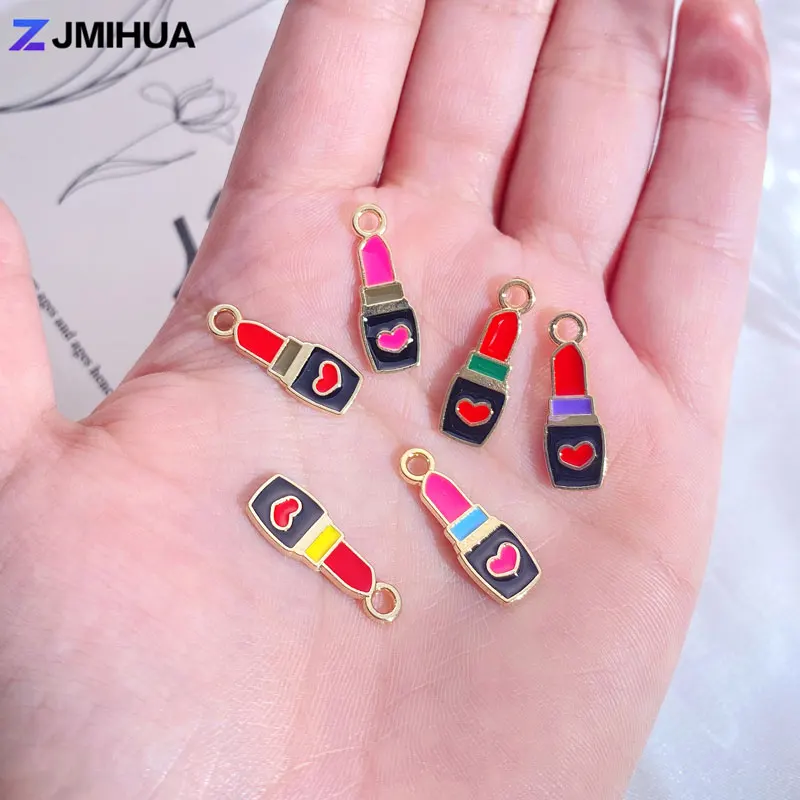 15pcs Cute Enamel Charms Lipstick Pendants Fit For DIY Jewelry Making Handmade Earrings Necklaces Accessories