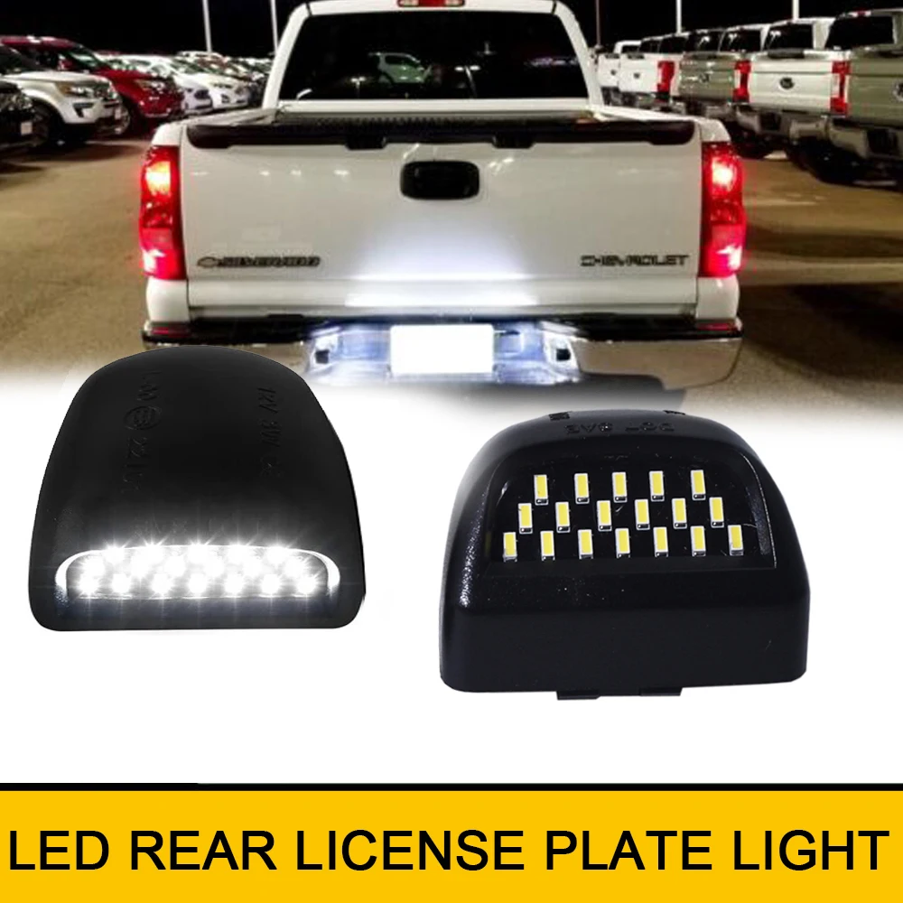 

2x For Chevy Avalanche 1500 Silverado 1500HD 2500HD 3500HD Suburban 1500 2500 Tahoe Traverse Car LED License Plate Lights Canbus