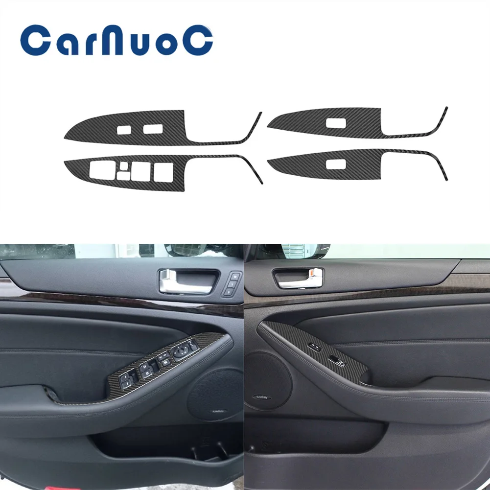 

For Kia Cadenza 2014 2015 2016 Window Lift Panel Decoration Cover Trim Interior Moulding Accessories Car Carbon Fiber Stickers