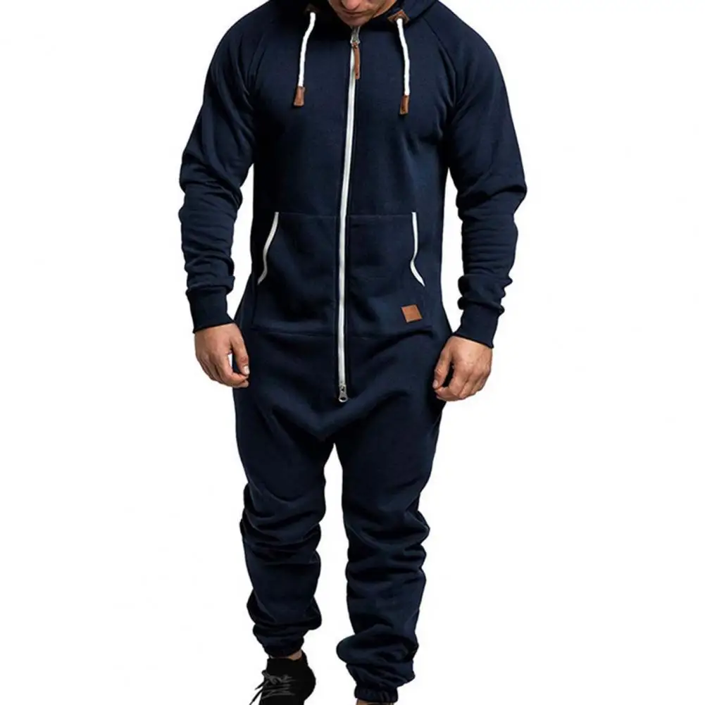 Winter Men Jumpsuit Plus Fleece Keep Warm Winter Clothing Thick Hoodie Jumpsuit for Outdoor