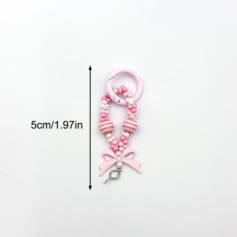 1PC Colorful Bow Phone Chain Peanut Beads Bracelets Diy Keychain Charm Cute Hangings Bag Accessories