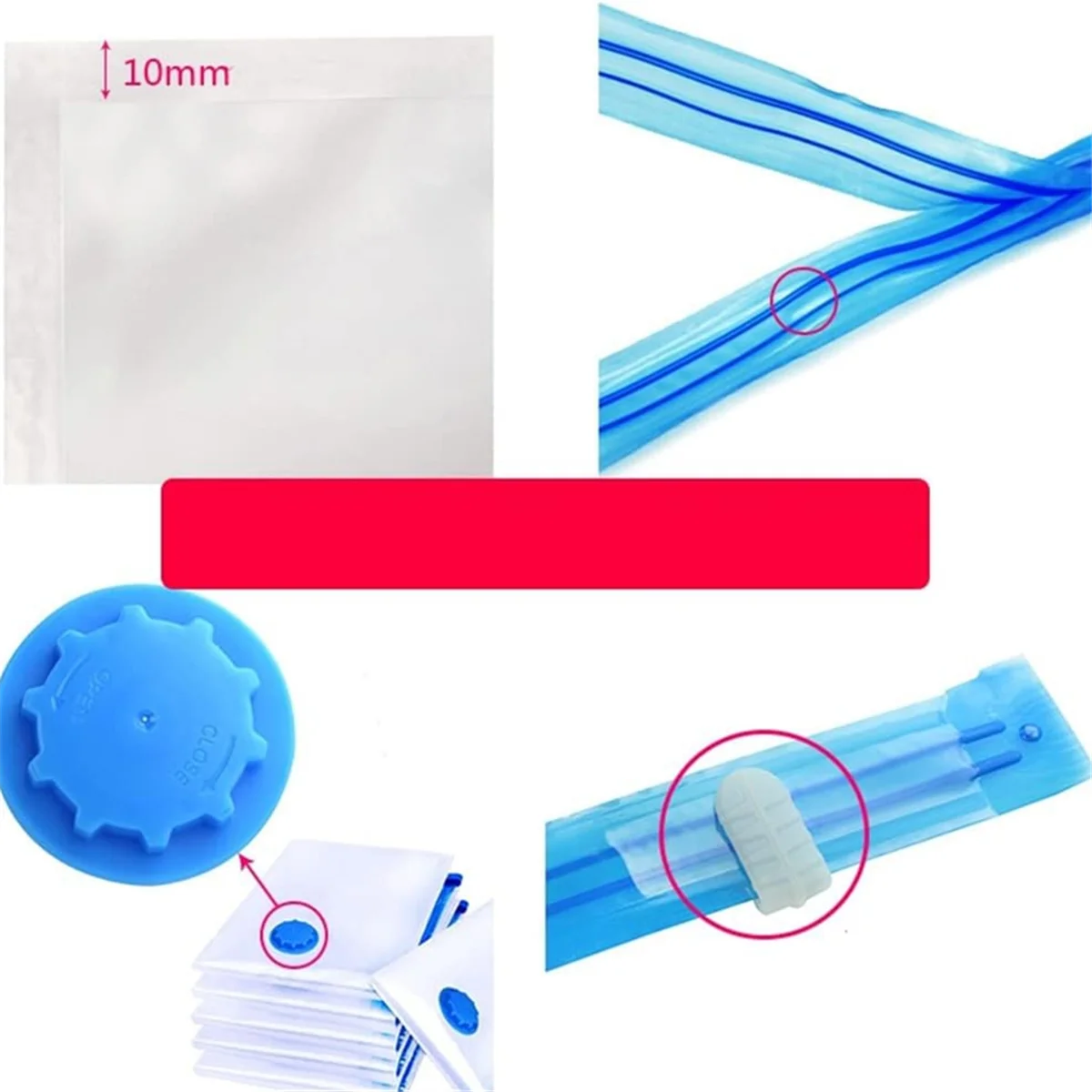 ABQR Vacuum Bags for Clothes - Pack of 10 40 X 30 cm Reusable Storage Bags Vacuum Bags with Seal and Space Saving Travel Bags