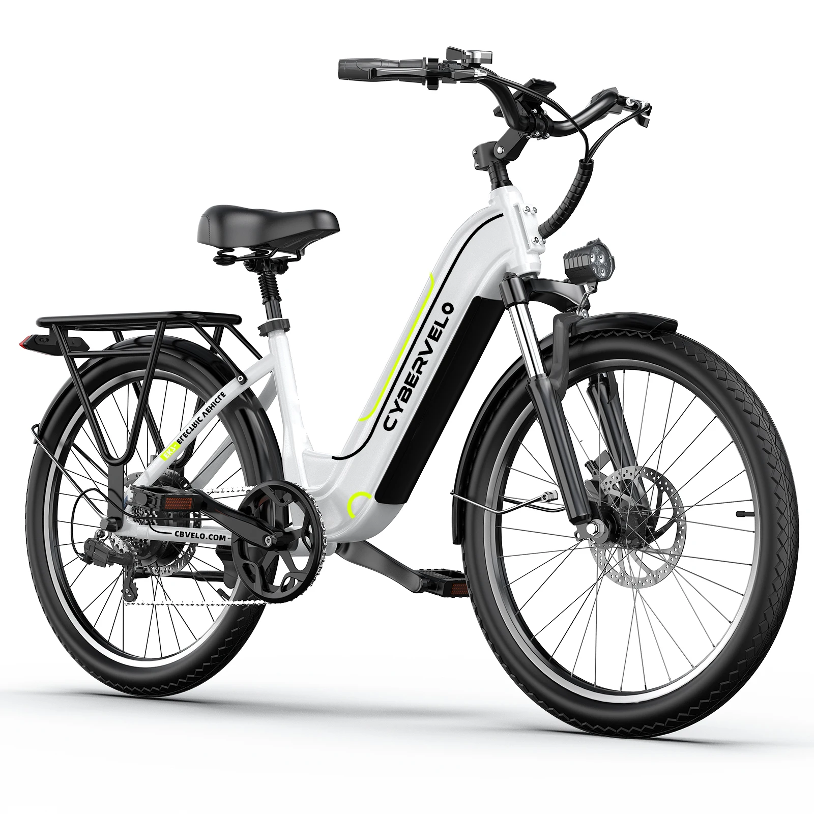 Cybervelo 1000W Peak Electric Bike for Adults up 80 Miles Removable Battery Ebike 26" Electric E Bike with 7-Speed Adult Electric Bicycles for Commute Beach Snow Womens and Man EK7