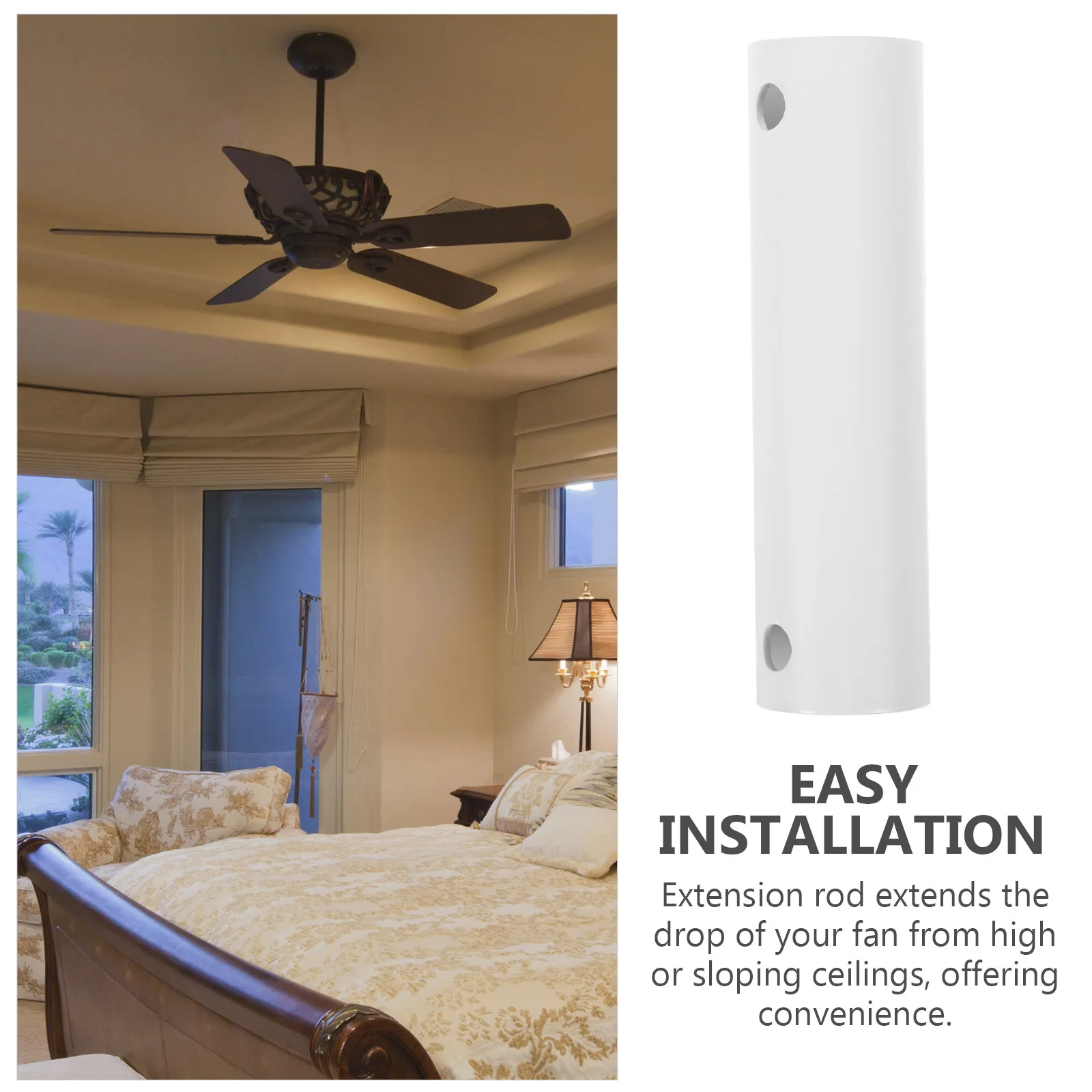 Ceiling Fan Extension Pole Premium Iron Downrod for Ceiling Fans Extended Drop Adjustable Length Sleek Design Easy Installation