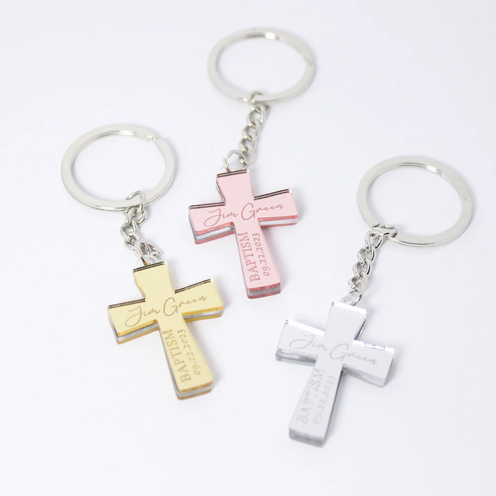 10/15/30Pcs Personalized Baptism Keychain,Mini AcrylicKeychain Favors,First Communion Favors, Mi Bautizo, Unique Baptism Favors,