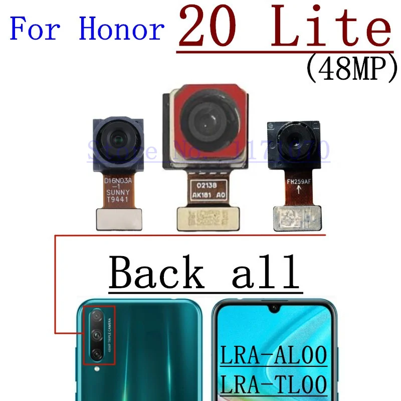 Original Rear Main Camera For Huawei Honor 20 Lite Golbal Back Wide Ultrawide Front Camera Phone Module Flex Cabe Parts