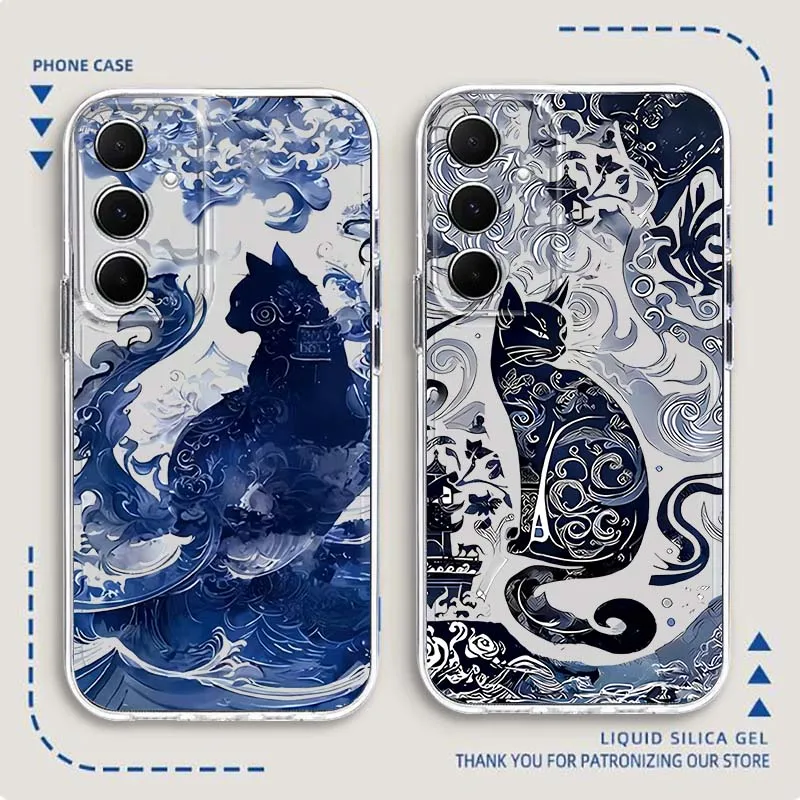 

Cartoon Anime Cat Pattern For Samsung Galaxy Note 20 10 F12 M23 F23 M14 F15 M54 M55 Ultra Plus 5G TPU Transparent Phone Case