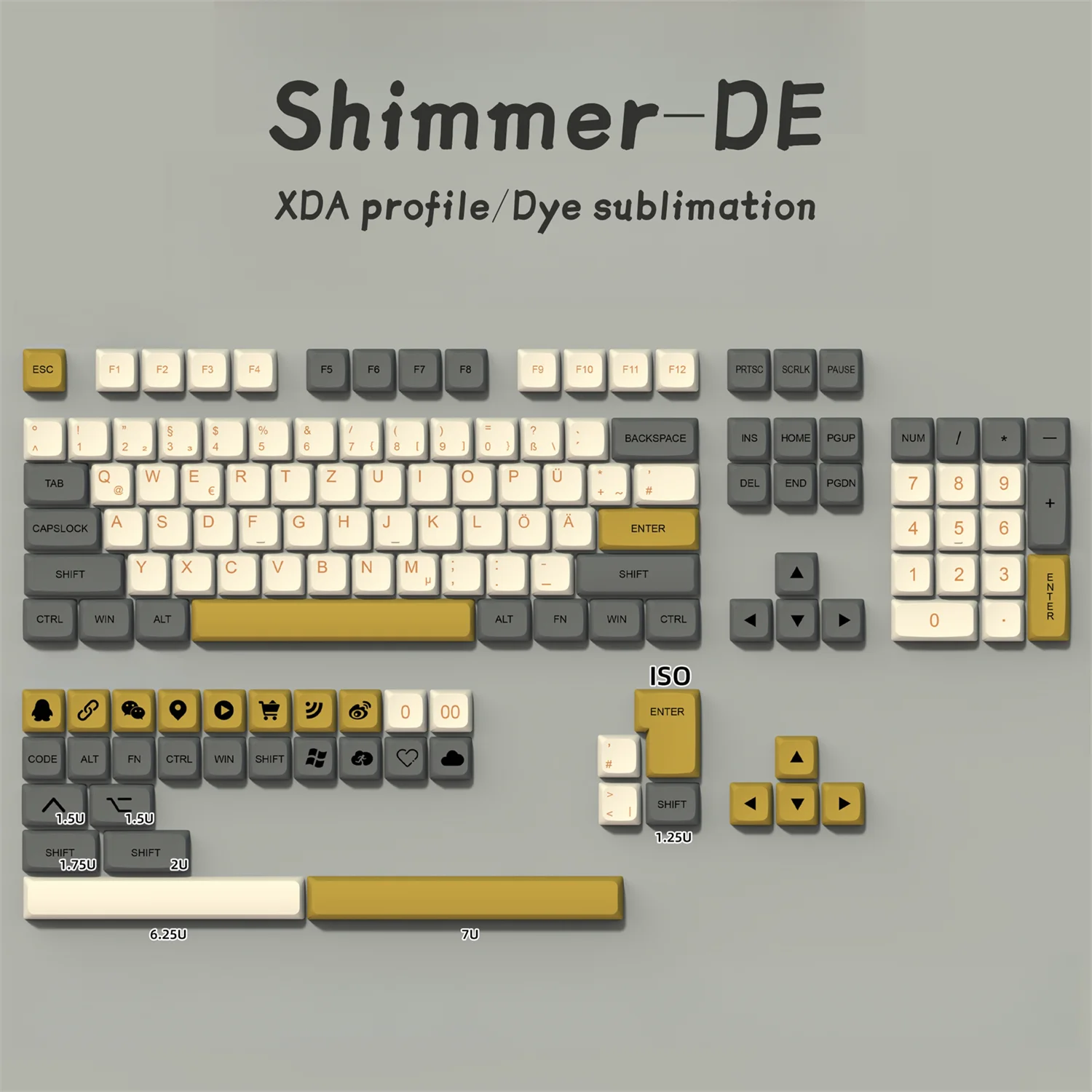 Niemieckie klawisze ISO PBT XDA Matcha góra lodowa nasadka barwnik Sub do przełącznik Cherry MX klawiatury mechanicznej GMK67 klawiatura zestaw