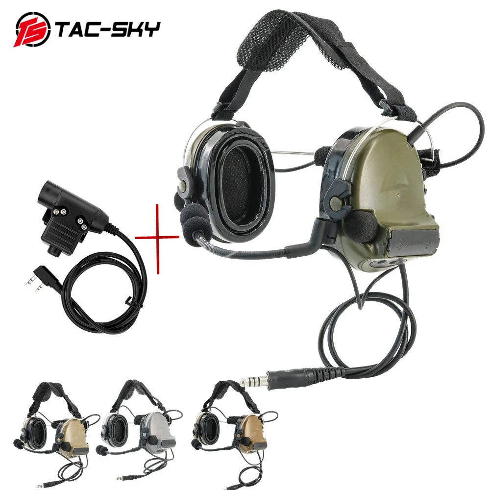 

TAC-SKY Tactical Headset TSC2 Rear Headband Electronic Hearing Protection Shooting Headphone for Hunting and Airsoft +U94 PTT