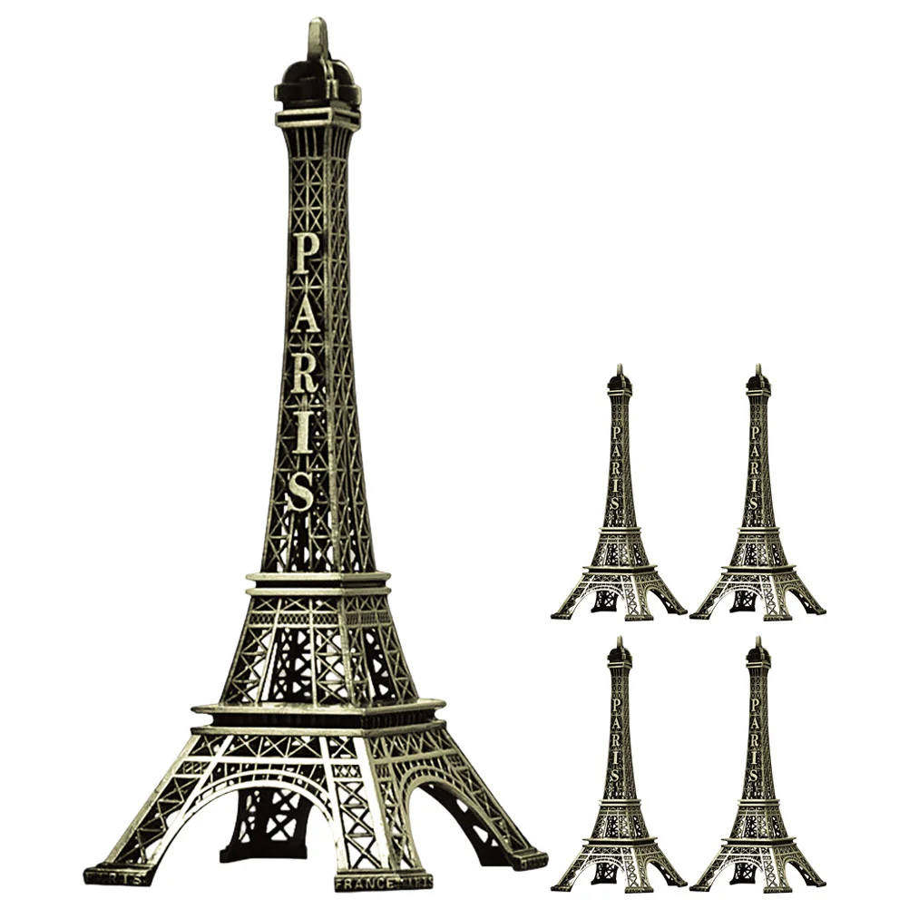 

5 Pcs Tower Ornaments Office Desktop Eiffel Decor Statue LED Prop Zinc Alloy Small Towel Decoration Travel Metal Crafts