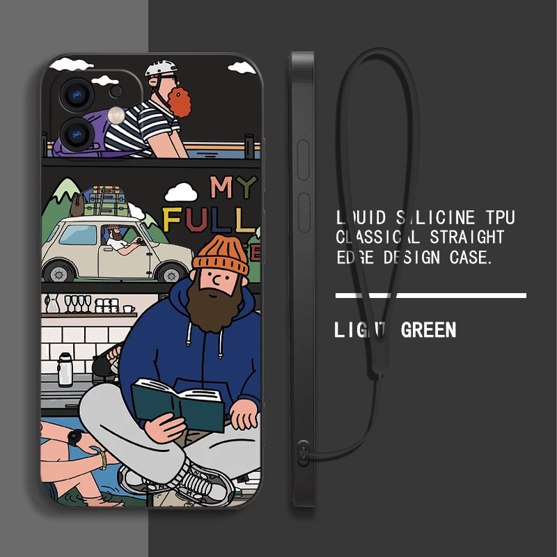 Cartoon Line Uncle Phone Case For Xiaomi Redmi 12C 10 10C 10A 9 9T 9A A1 K20 K30 K40 Pro Plus 4G 5G Liquid Silicone Cover