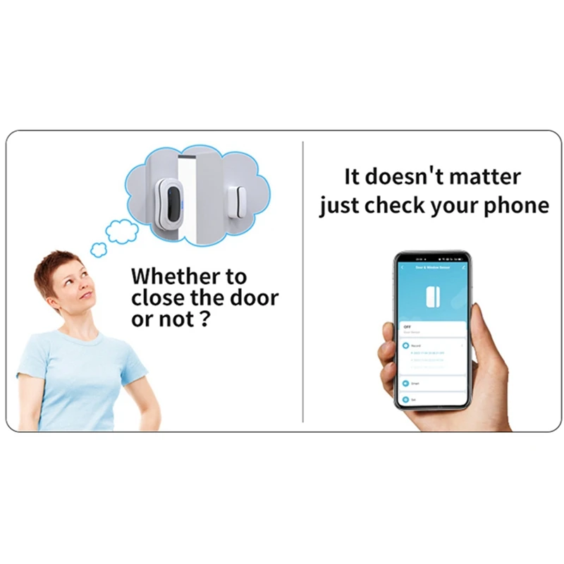 Tuya Zigbee Smart Door Magnet Door And Window Sensor Rechargeable Wireless Smart Door And Window Sensor For Alexa (Blue)