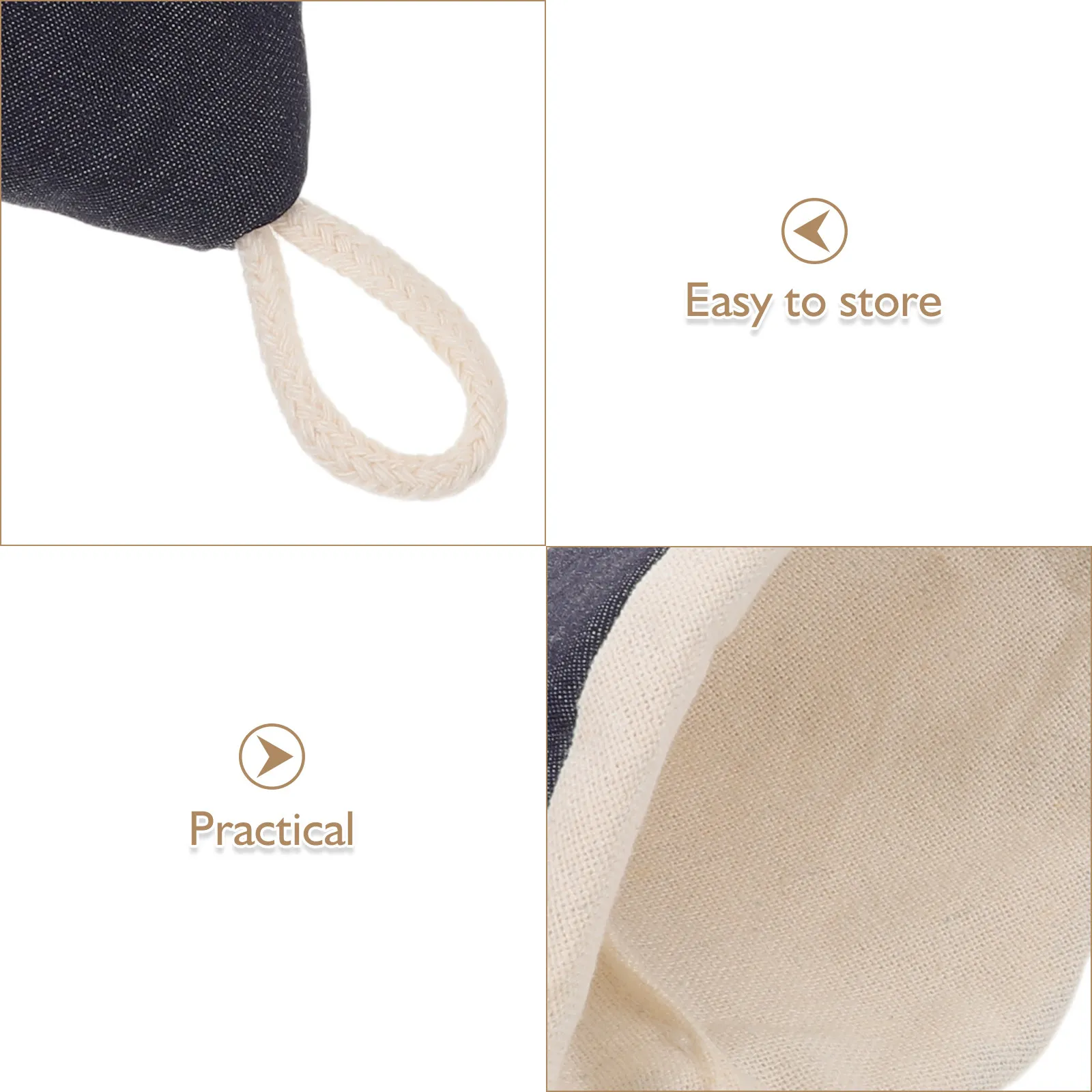 2Pcs Vintage Triangle Pot Handle Covers Denim Fabric Heat Insulated Anti-Scald Cast Iron Skillet Lid Grips Cotton Pot Lid Grip​