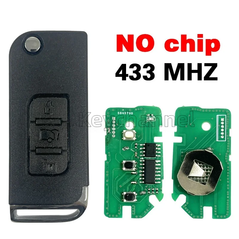 

Брелок 1 шт., 3 кнопки, пульт дистанционного управления для автомобильного ключа, вторичный рынок, 433 МГц, флип-брелок для India Mahindra, сменный пульт дистанционного управления без чипа