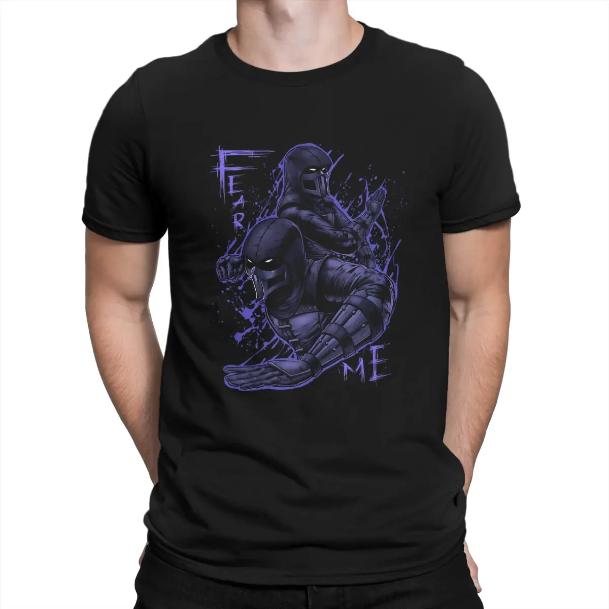 Unique Noob Saibot T-Shirt for Men Round Neck Pure Cotton T Shirt Mortal Kombat Fighting Game Short Sleeve Tee Shirt Classic