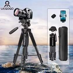 Trípode de cámara profesional Q188, trípode ligero para fotografía de viaje, 187cm/73,64 pulgadas, altura ajustable 360 °   Panorama con Pan Head