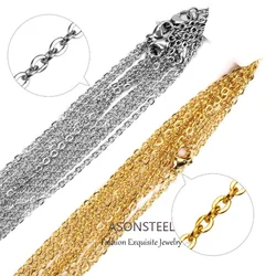 ASONSTEEL 10pcs/Lot Cuban Rolo Link Chains Necklace Bulk Sale Items Wholesale Products Choker Stainless Steel Jewelry Making DIY