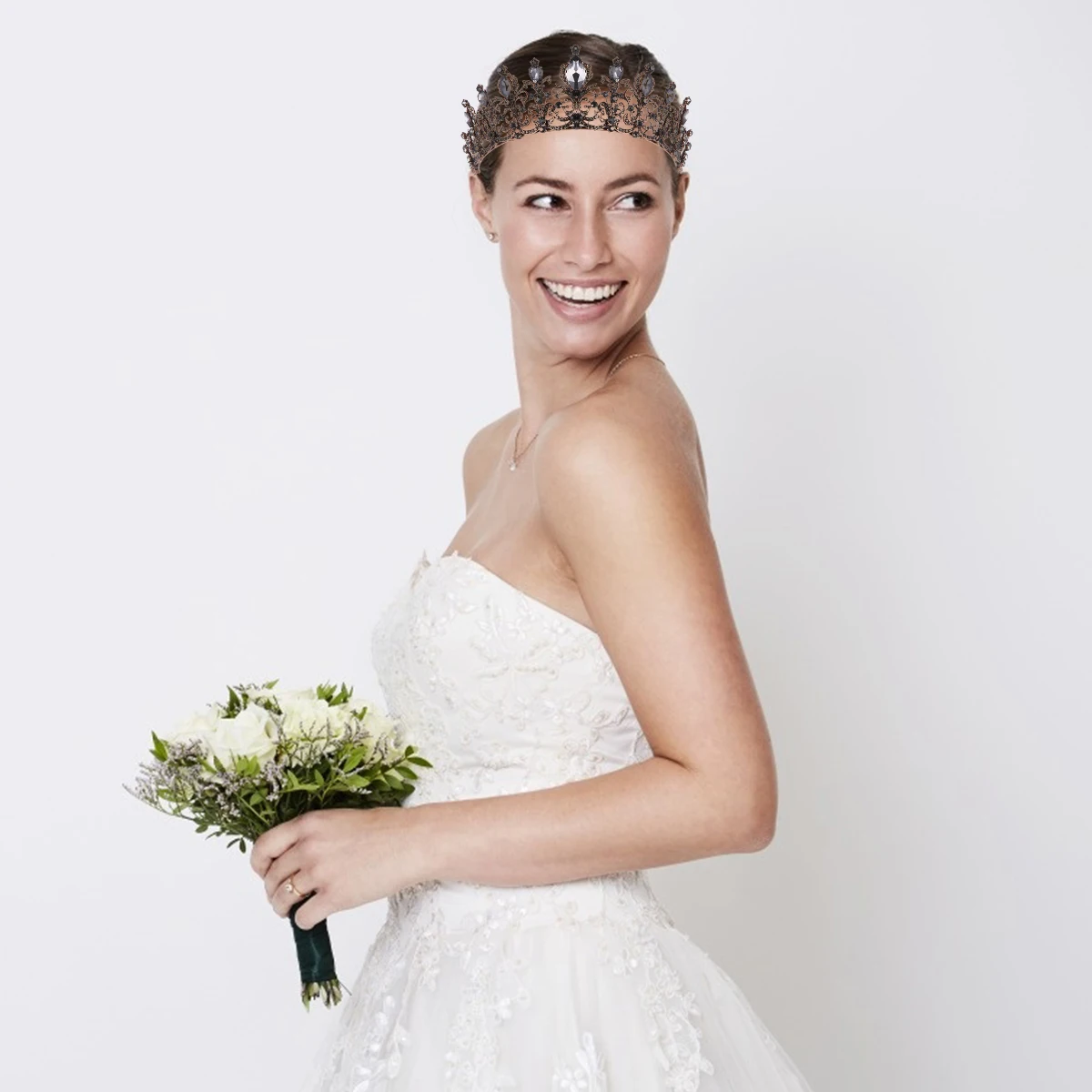 

Baroque Wedding Crown Rhinestones Vintage Headwear Bride Hair Accessories Elegant Bridal Hairstyle Tool Headdress