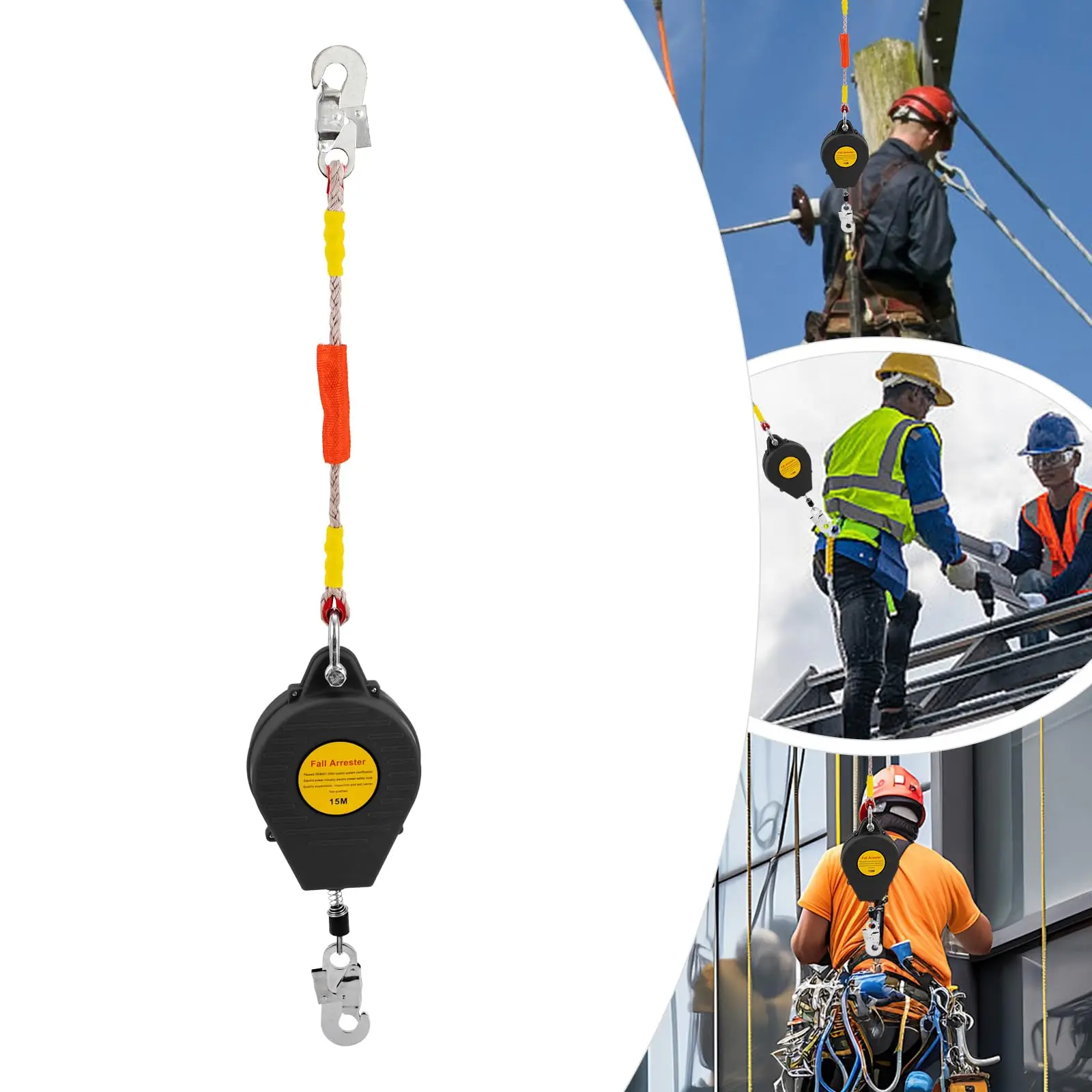 Безопасный самовыдвижной спасательный канат 49,2 фута, устройство защиты от падения, портативный стальной трос 330 фунтов для электропитания