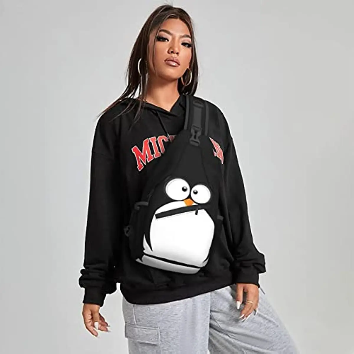 Funny Penguin Face plecak na ramię torba na klatkę piersiowa torba na ramię Crossbody Gym Cycling Travel plecak turystyczny dla kobiet mężczyzn