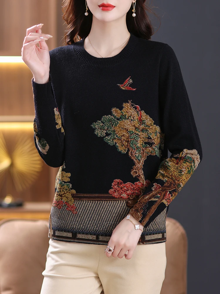 

Print Sweaters Autumn Spring Soft O Neck Knit Pullover Pulls Femme Korean Fashion Casual Jumper Long Sleeve Women Sweater