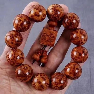 Taihang Cliff Cypress Buddhist Bead Bracelet for Men with Bird Eye Burl Pattern Aged High Oil Density Prayer Beads Gifts