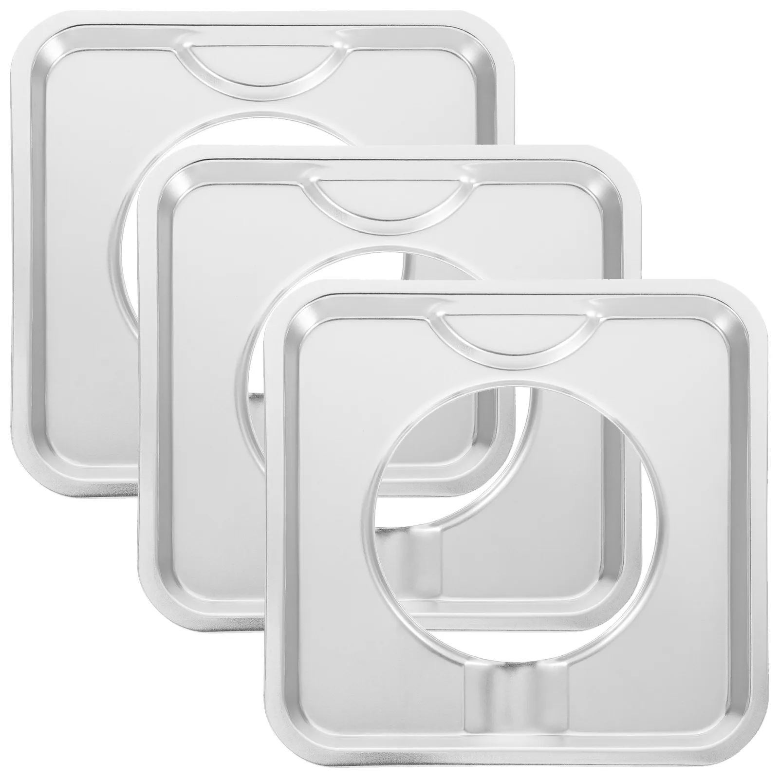 3Pcs Square Gas Stove Burner Drip Pan Stainless Steel 7.7x7.7 Replacement Range Tray Gas Burner Drip Pan Kitchen Supplies
