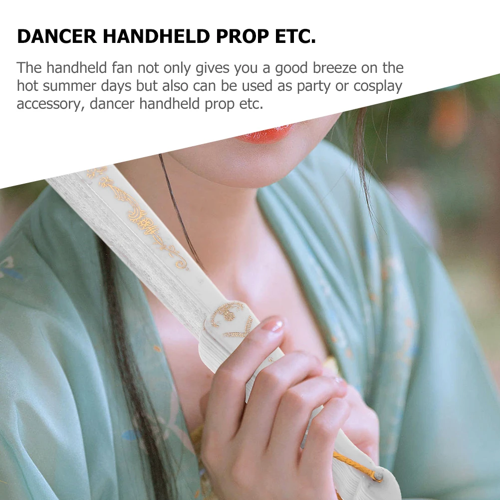 

2pcs Lace Foldable Hand Fans for Women Vintage Chinese Handheld Cloth Tassel Decor Party Wedding Dance Travel Summer Fan Hand