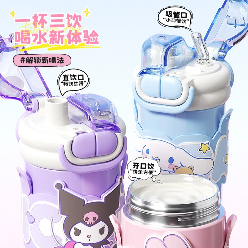 

520Ml Sus 316 Sanrio Cinnamoroll Handheld Insulated Cup Rope Students Carry Creative Water Cup Kawaii Girl Gift My Melody Y2K