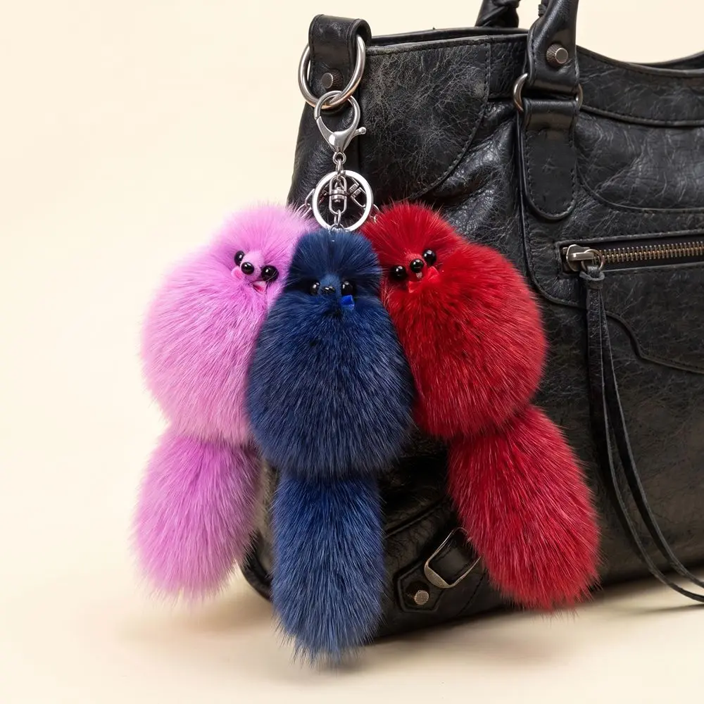 Cute Fur Tails Fur Pendant Hanging Ornament Animals Tail Keychain Long Hair Retro Bag Charms Jewelry Gifts