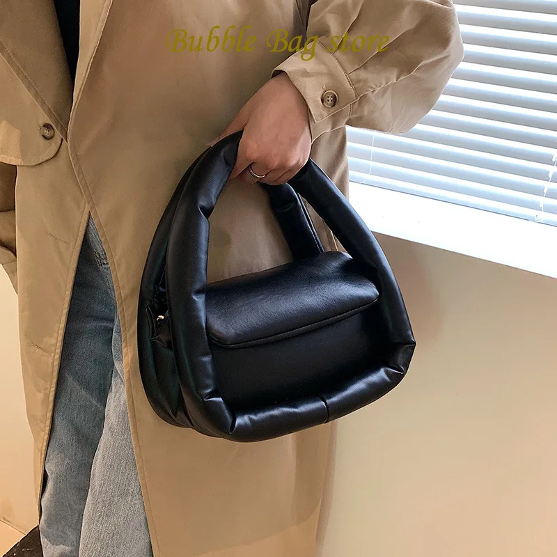 

Fashion Padded Women Handbags Designer Puffy Shoulder Bags Luxury Pu Leather Space Cotton Crossbody Bag Small Winter Tote Purses