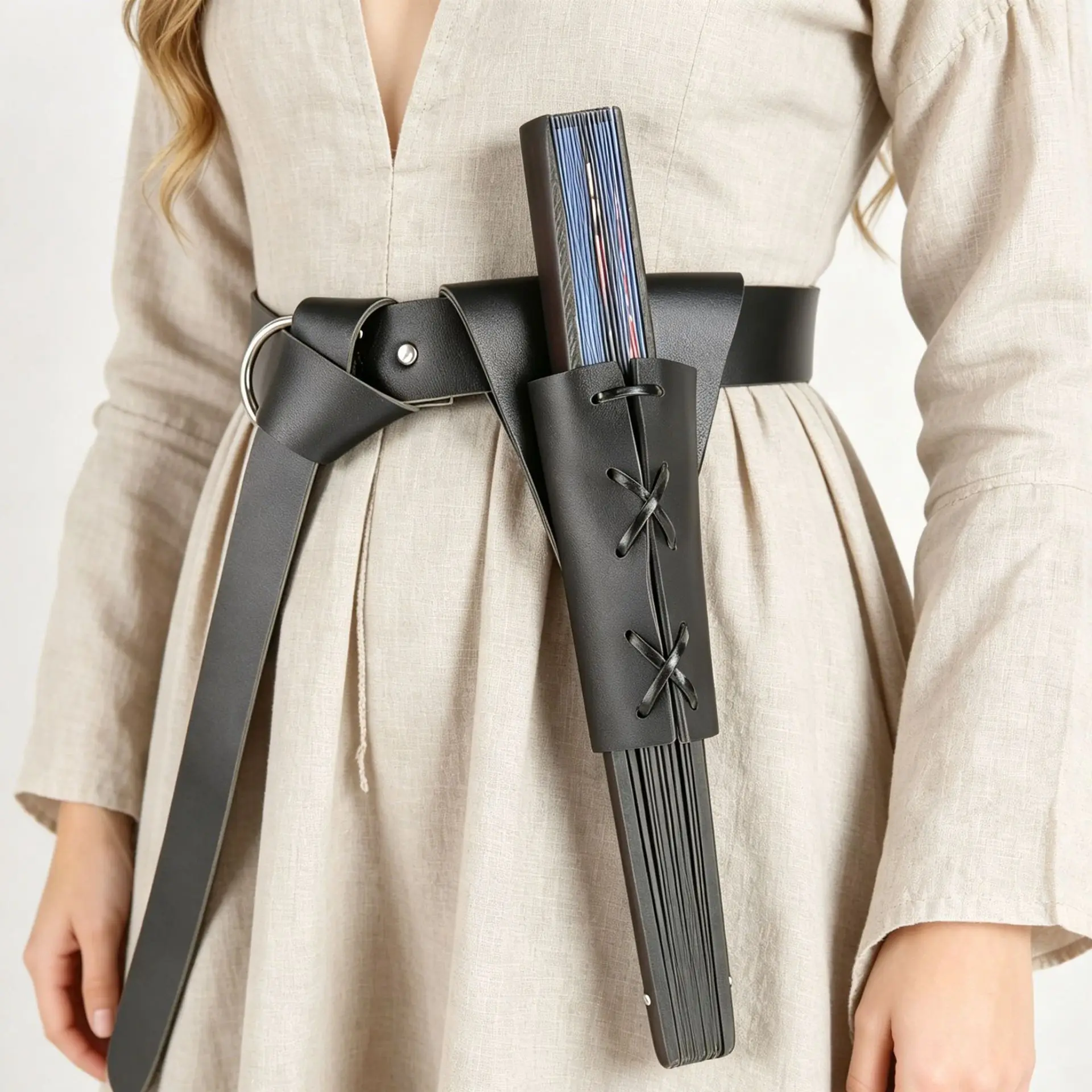 Medieval Leather Belt with Sword Sheath, Adjustable Waist Belt Set for LARP, Cosplay, Renaissance Fair and Costume