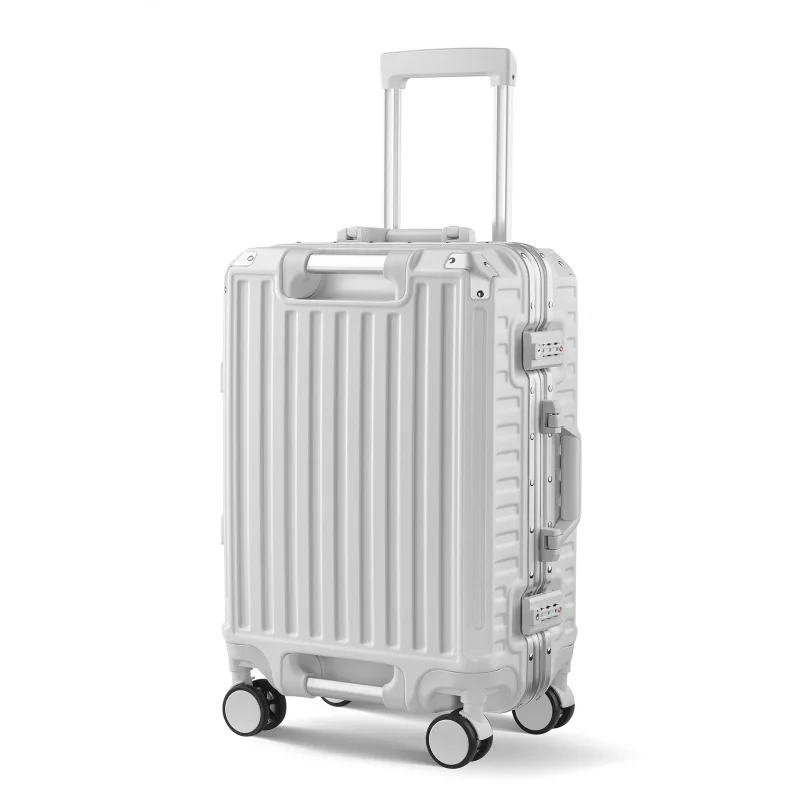 New aluminum frame double handle luggage universal wheel boarding bag trolley case travel suitcase with combination lock