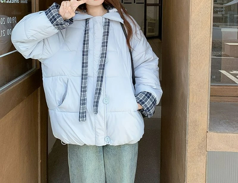 سترة منقوشة فضفاضة من القطن 2025 معطف شتاء جديد من القطن السميك #3