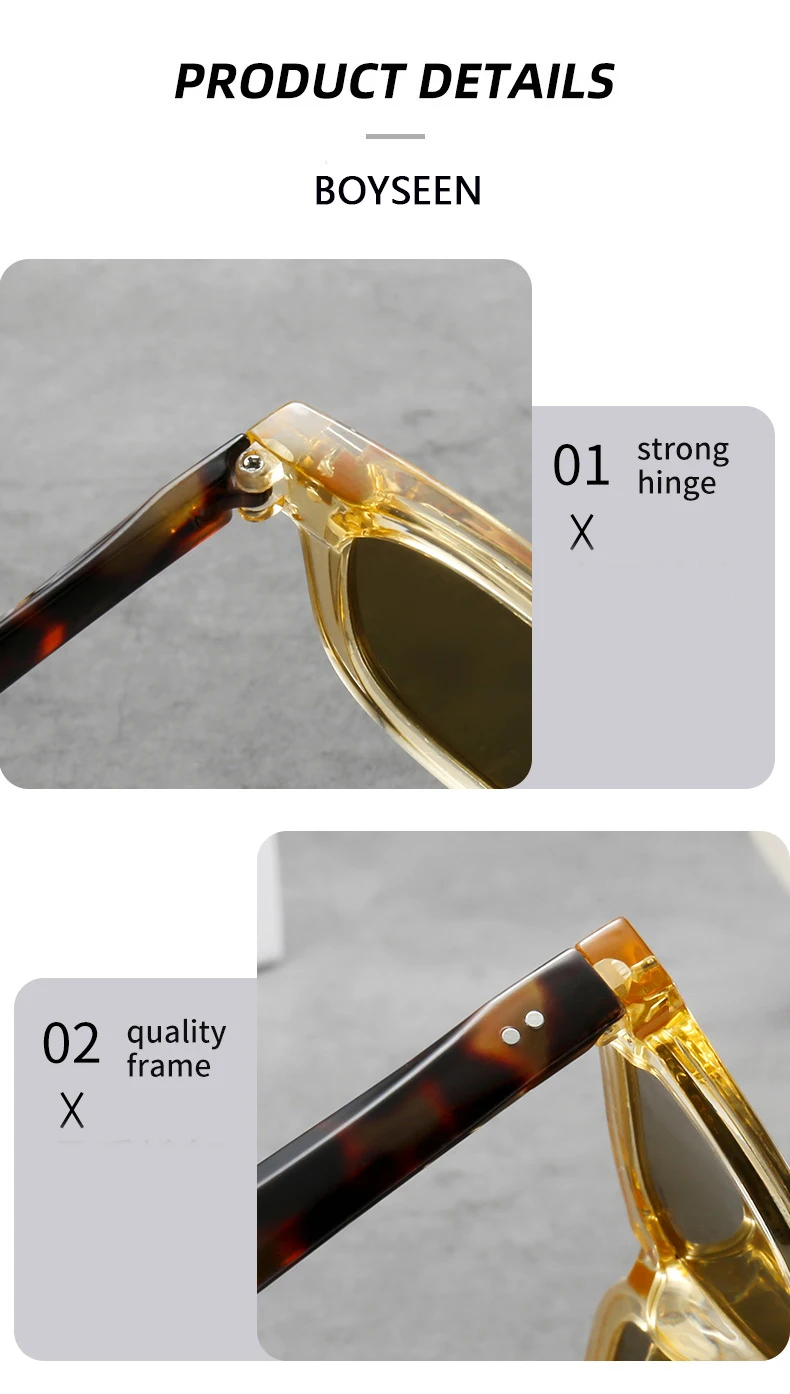 Herren-Sonnenbrille mit dickem Rahmen, Retro-Stil, braun, schmaler Rahmen, Hip-Hop-Stil, Rapper-Brille, Urlaubs-Sonnenbrille, UV400 – Detail 7