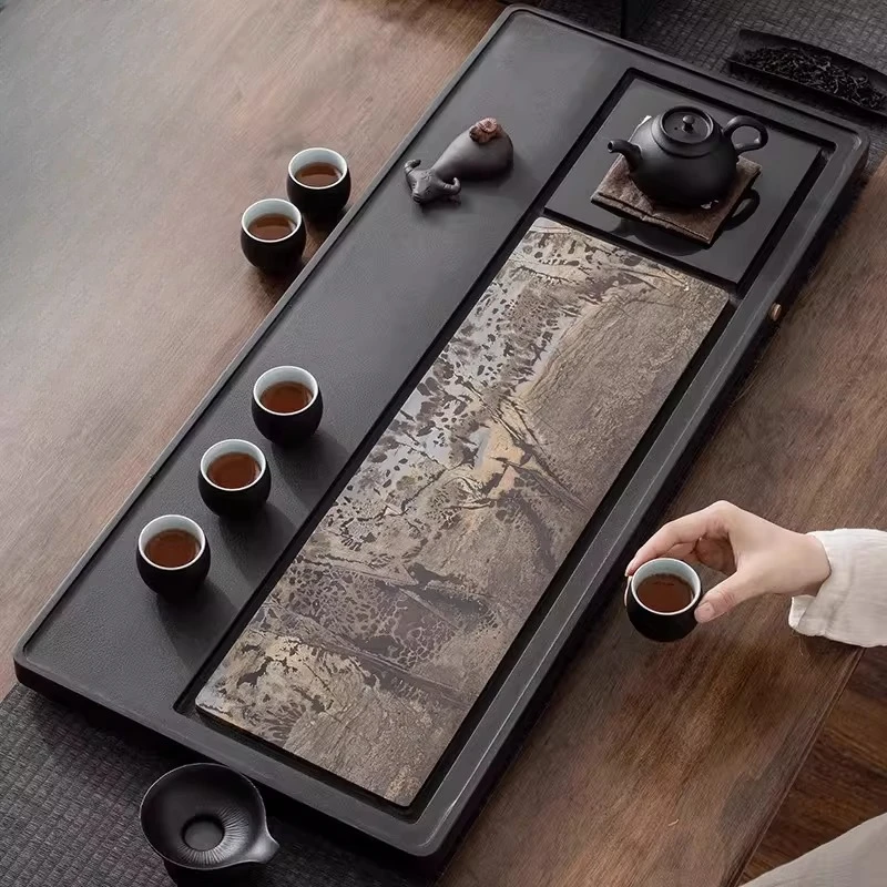 

Natural rough stone high-end light luxury tea sea home living room office tea set tea table