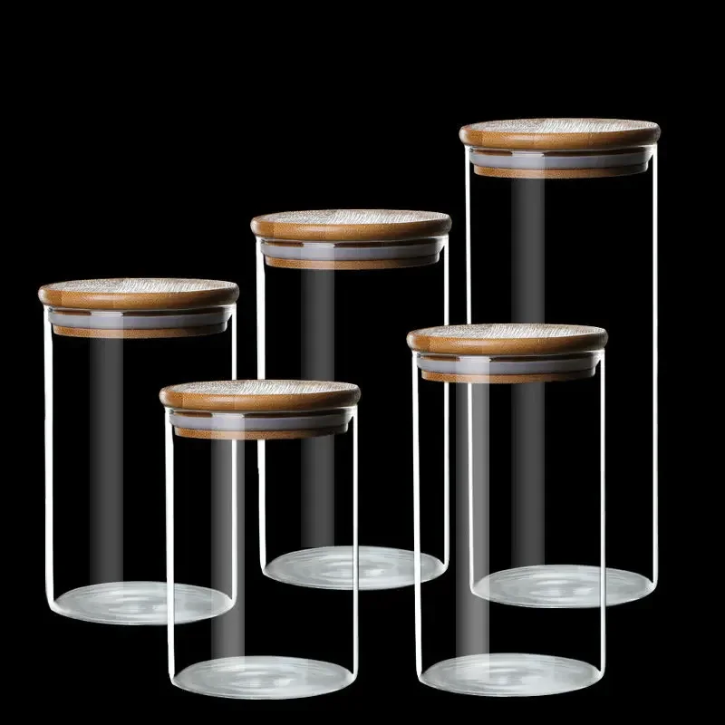 Glass Food Storage Containers with Bamboo Lids Borosilicate Glass Jars with Airtight Lid Essential for Kitchen Organization