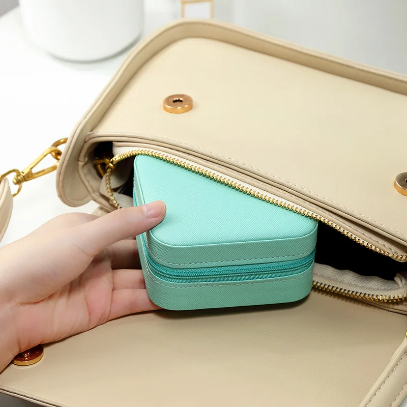 Mini Jewelry Storage Box for Women Portable Home Travel Earrings, Necklace Storage Case, Ring Organizer, PU Leather Display Case