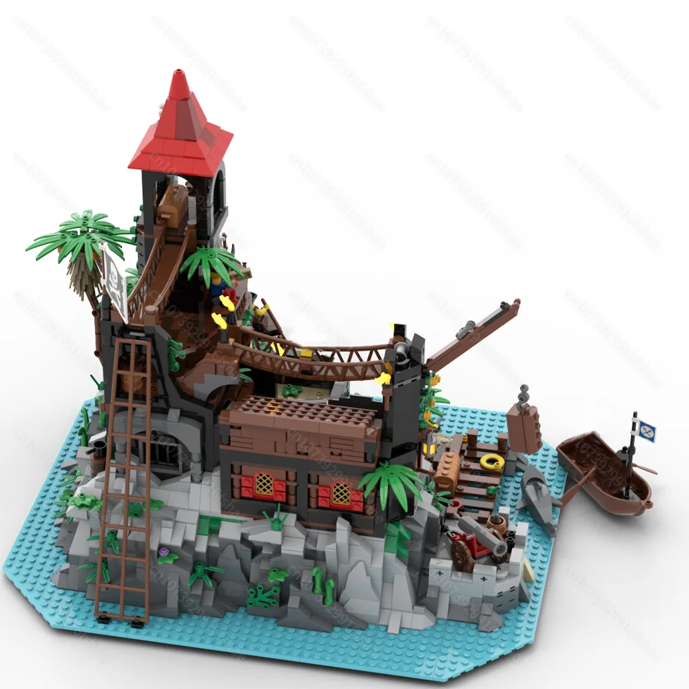 New 2446PCS medieval Pirate Series MOC Rock Island Refuge DIY creative ideas children Toy birthday Gift building blocks MOC-6273