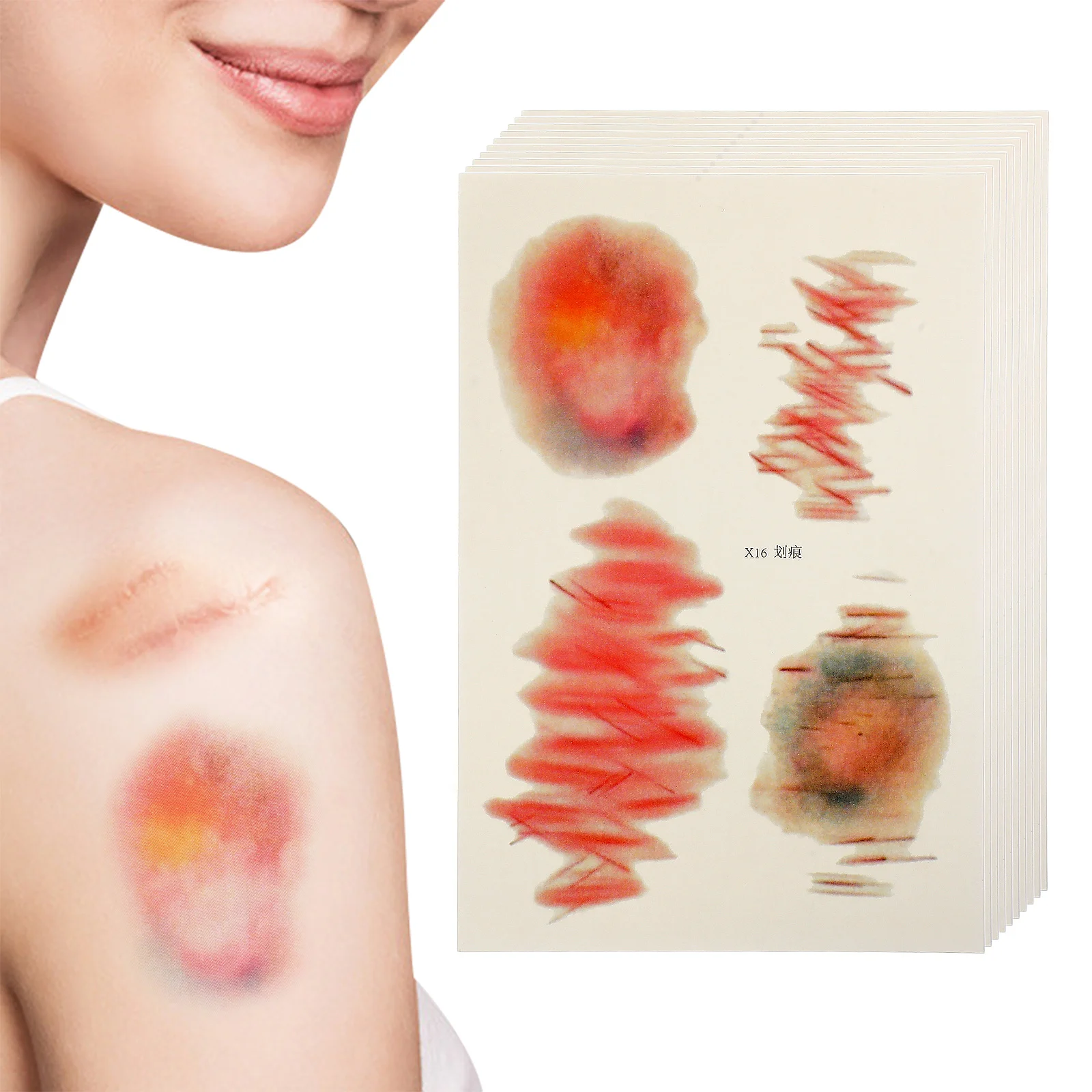 Realistic Scar Stickers Fake Wound Prank Props For April Fool'S Day Halloween Party Supplies Skin-Friendly Pvc Bruise