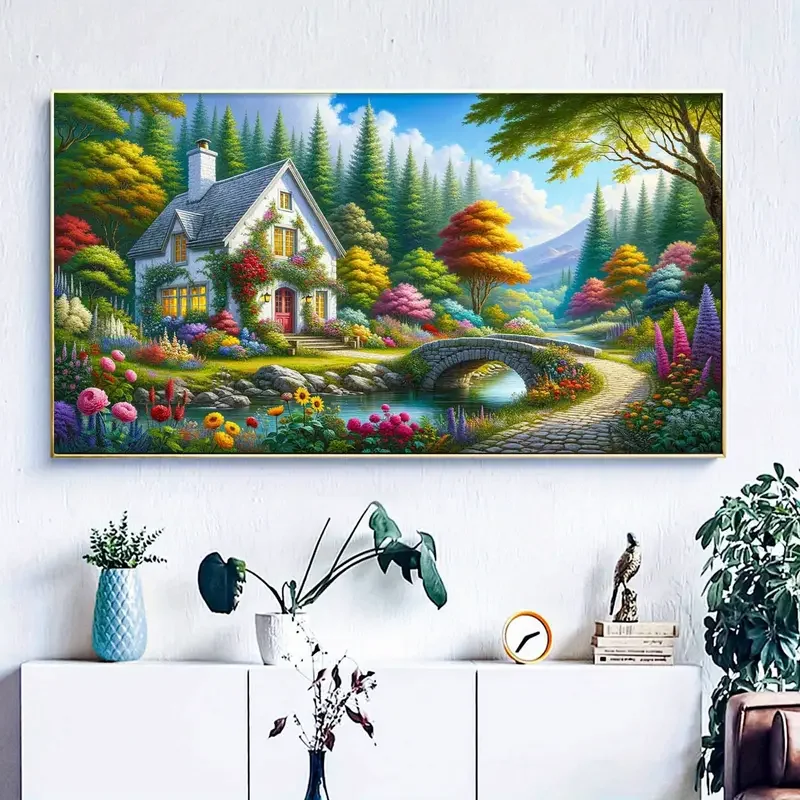 

Новинка 2026, алмазная живопись, удивительный горный дерево, коттедж, пейзаж, полная алмазная вышивка своими руками, мозаика, домашний декор, вышивка крестиком