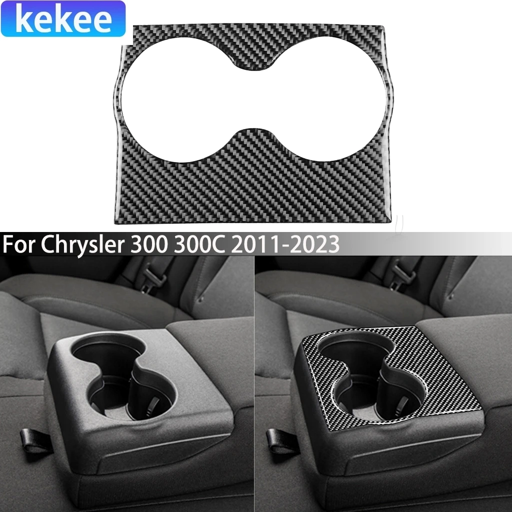 

For Chrysler 300 300C 2011-2023 Carbon Fiber Rear Center Armrest Cup Holder Panel Car Accessories Interior Cover Sticker Trim